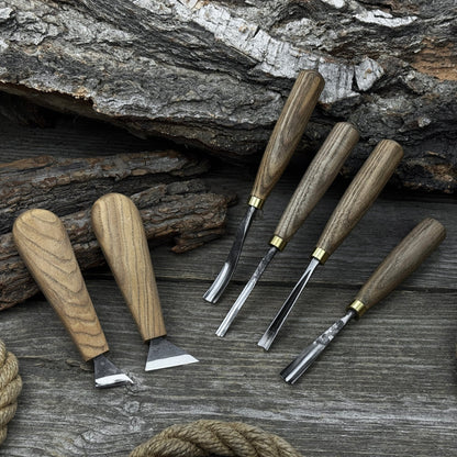 6-Piece Wood Carving Tool Set – Knives, Gouges &amp; Chisels for Detail Work