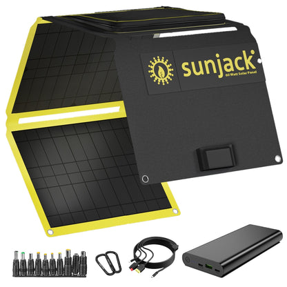 SunJack 60 Watt ETFE Foldable Portable Solar Panel Charger with Kickstands