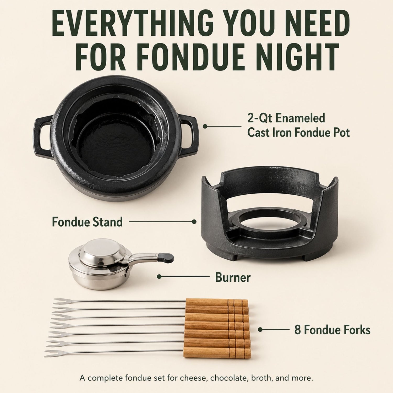 Fondue Set — 8-Piece, 2 Qt.