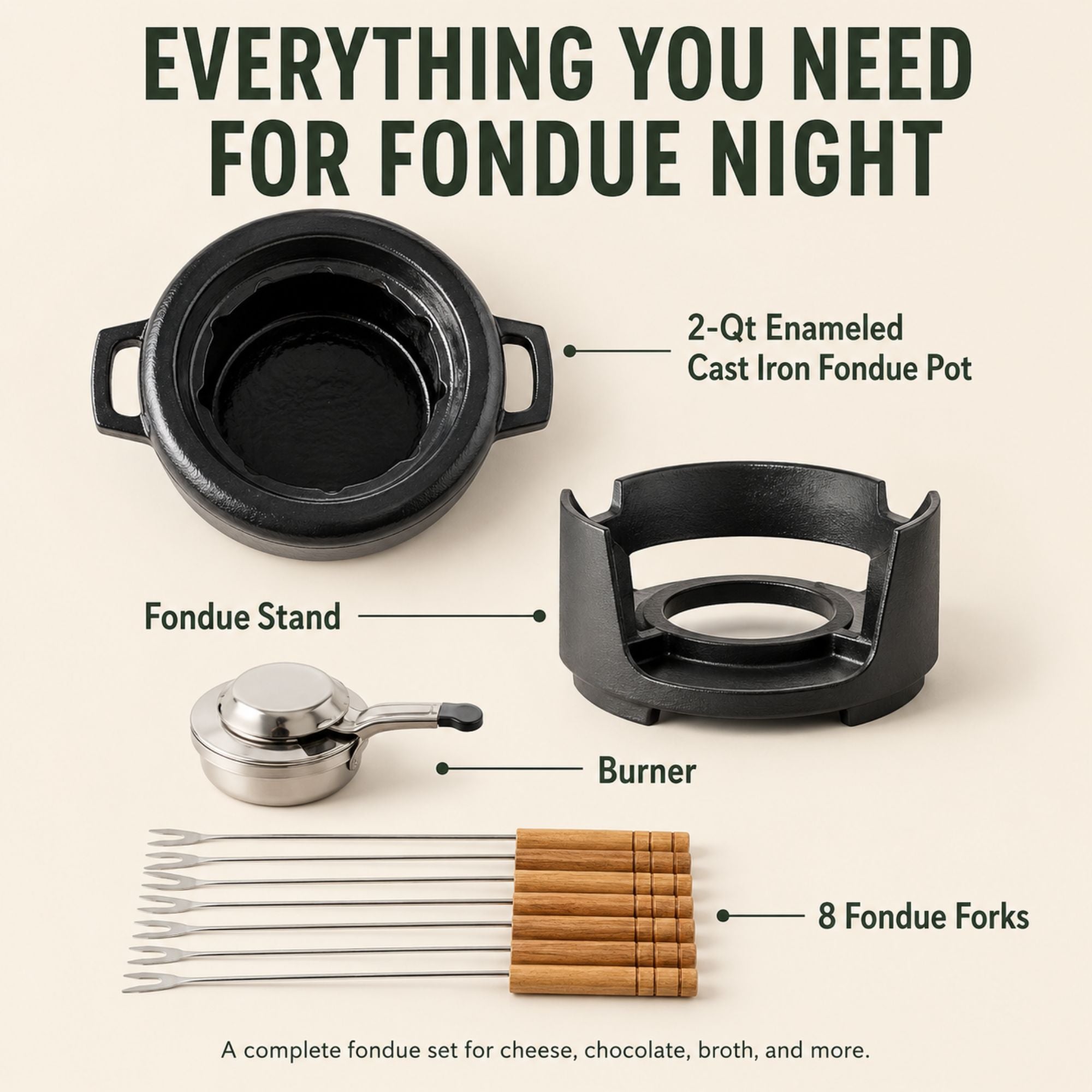 Fondue Set — 8-Piece, 2 Qt.