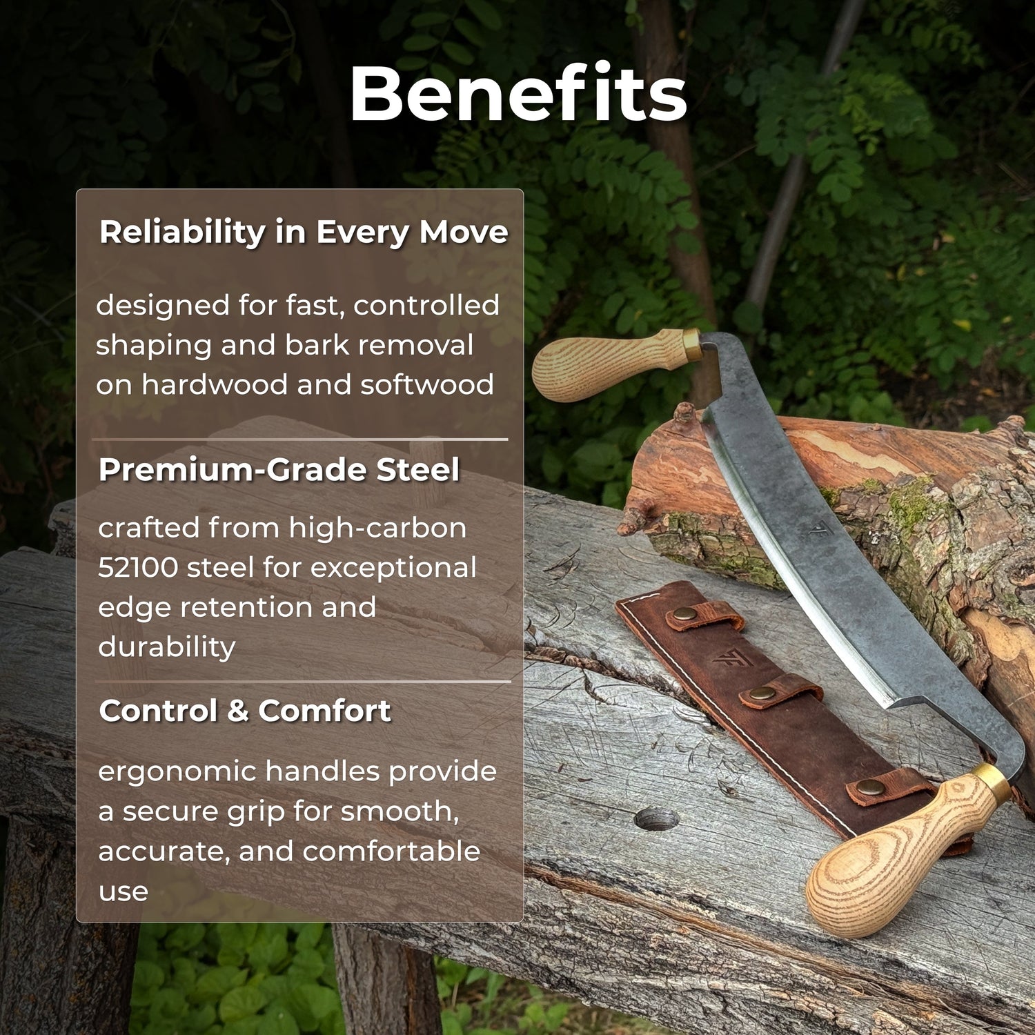 Curved Draw Knife (Push/Pull Shave), 25.5 cm (10 inch) Cutting Edge