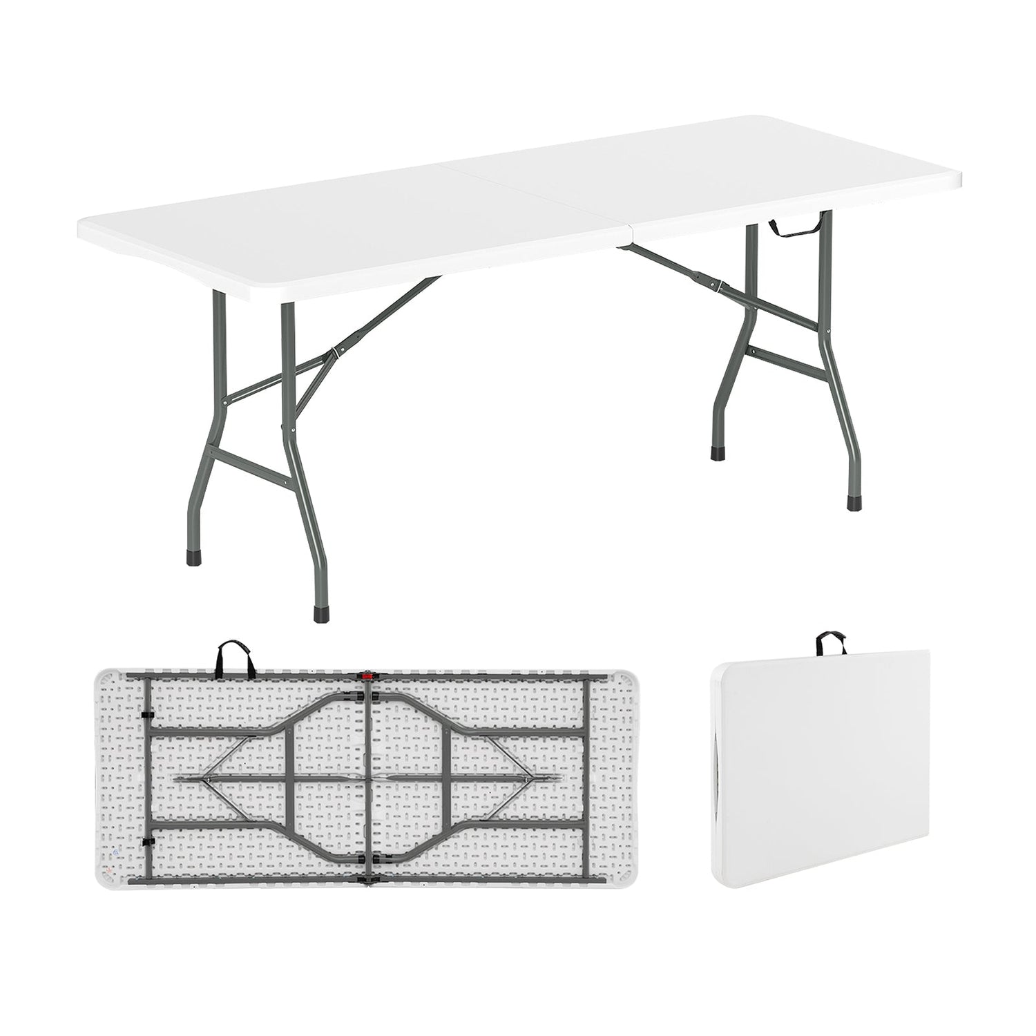 6 ft Portable Folding Table 350 LBS Fold-in-Half Table with HDPE Tabletop