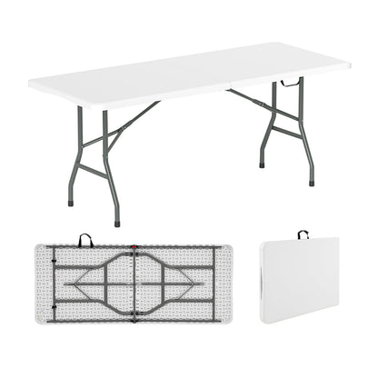 6 ft Portable Folding Table 350 LBS Fold-in-Half Table with HDPE Tabletop