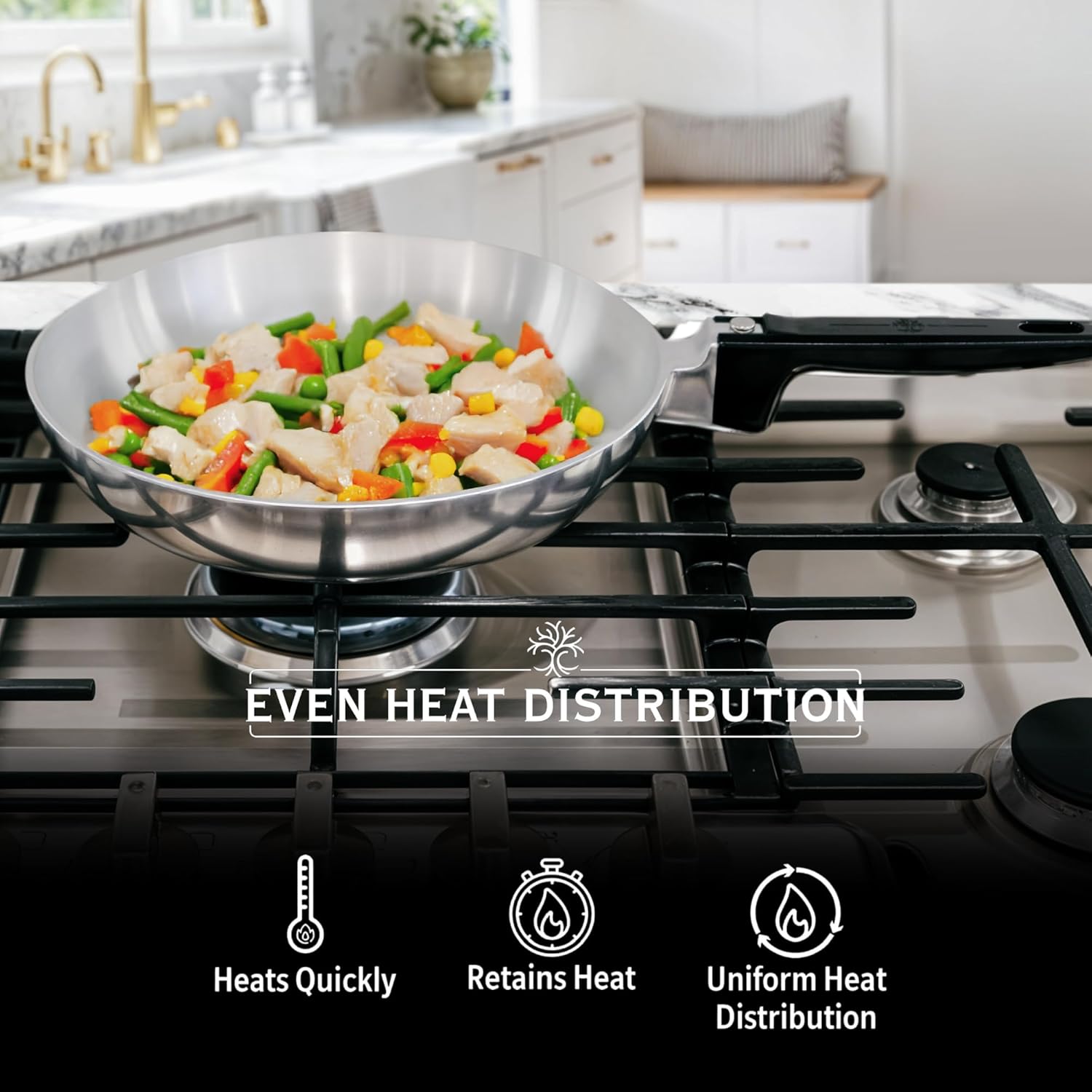 13-Inch Chef Skillet – Quick &amp; Even Heat Distribution – Lightweight Cast Aluminum Frying Pan