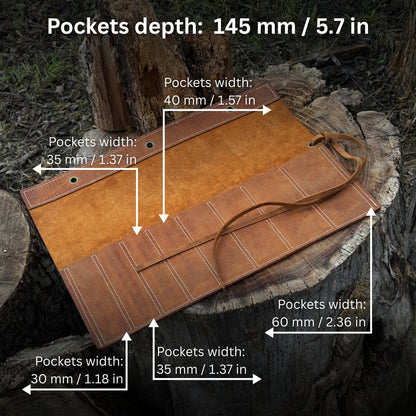 8 Pocket Leather Chisel Roll