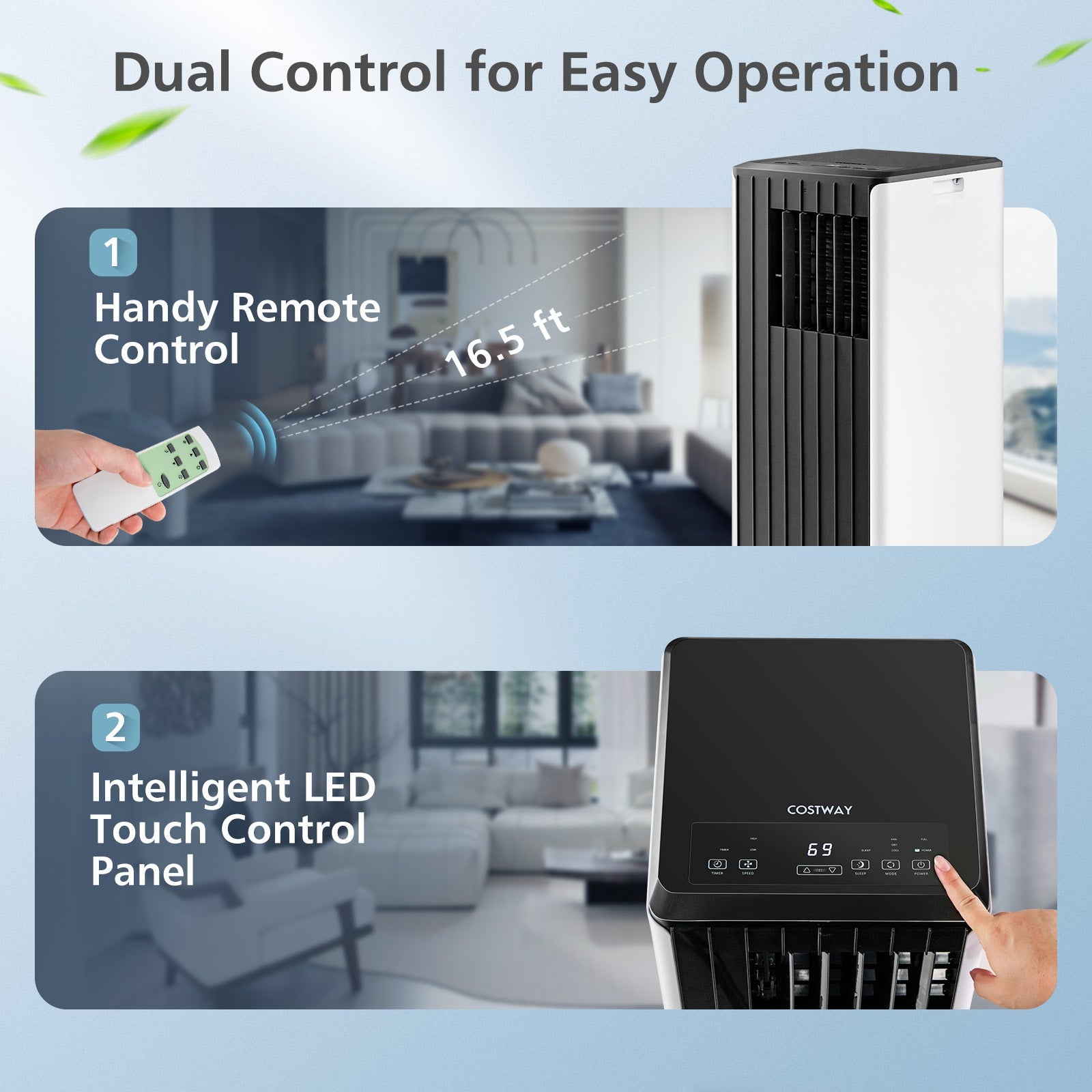 8000 BTU Portable Air Conditioner with Cool Humidifier and Sleep Mode-Black &amp; White