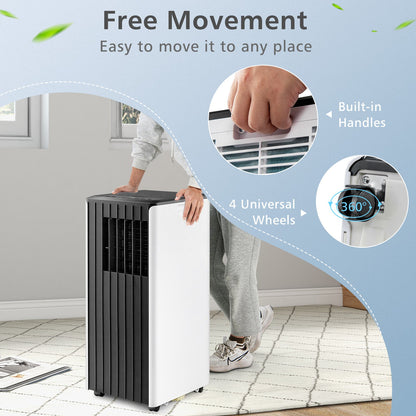 8000 BTU Portable Air Conditioner with Cool Humidifier and Sleep Mode-Black &amp; White