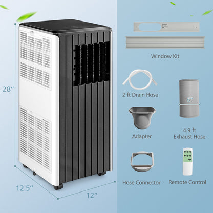 8000 BTU Portable Air Conditioner with Cool Humidifier and Sleep Mode-Black &amp; White