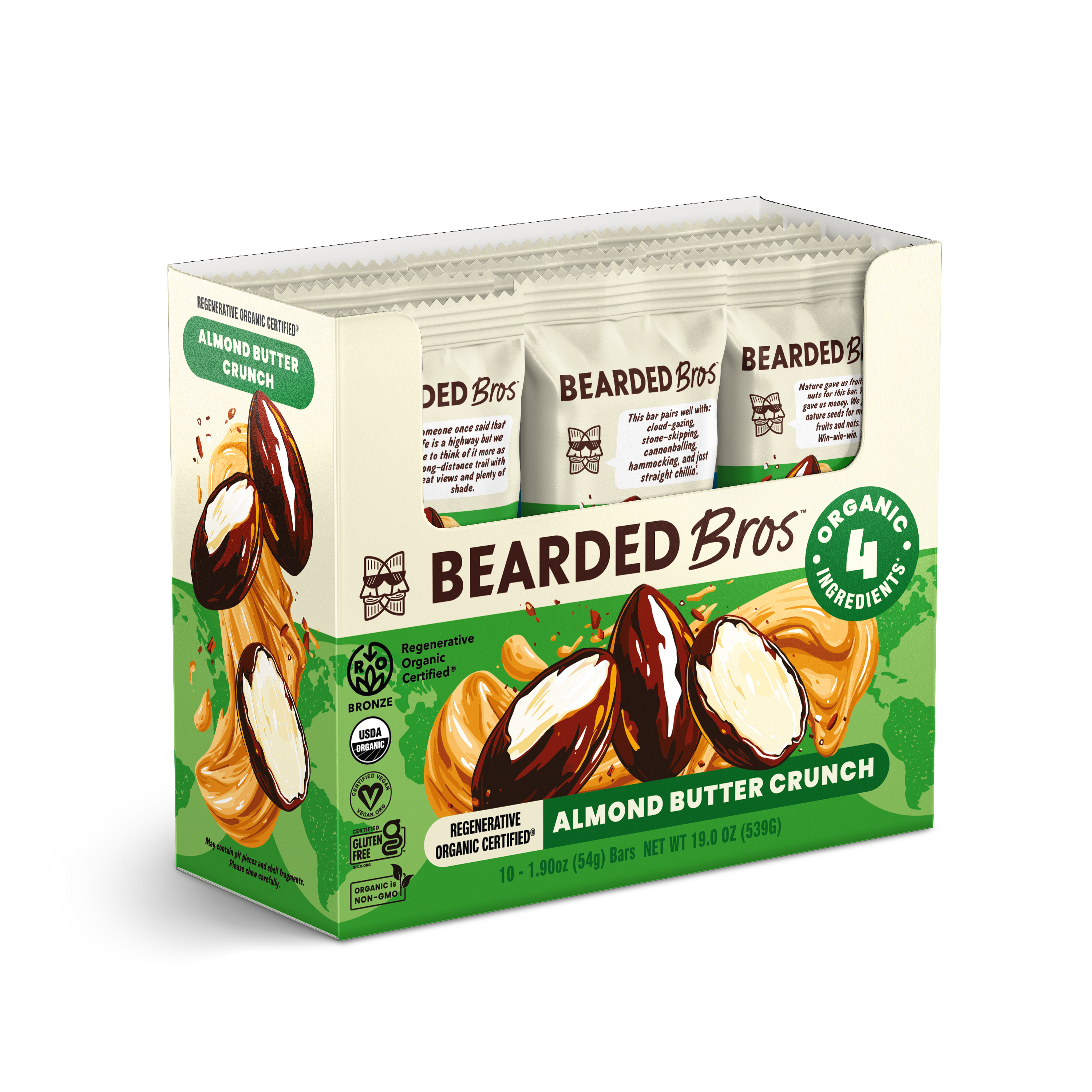 Regenerative Organic Certified® Almond Butter Crunch Bars (10-Pack)