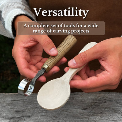 2-Piece Spoon Carving Tool Set with Leather Case
