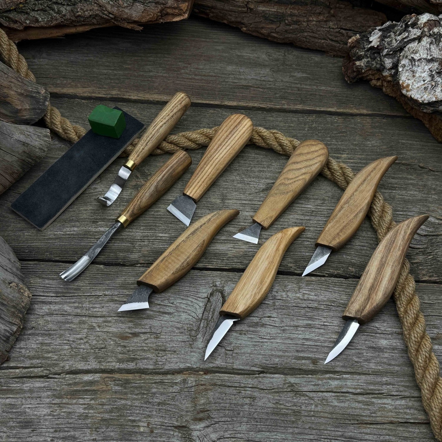 9-Piece Spoon Carving Tool Set with Sharpening Board