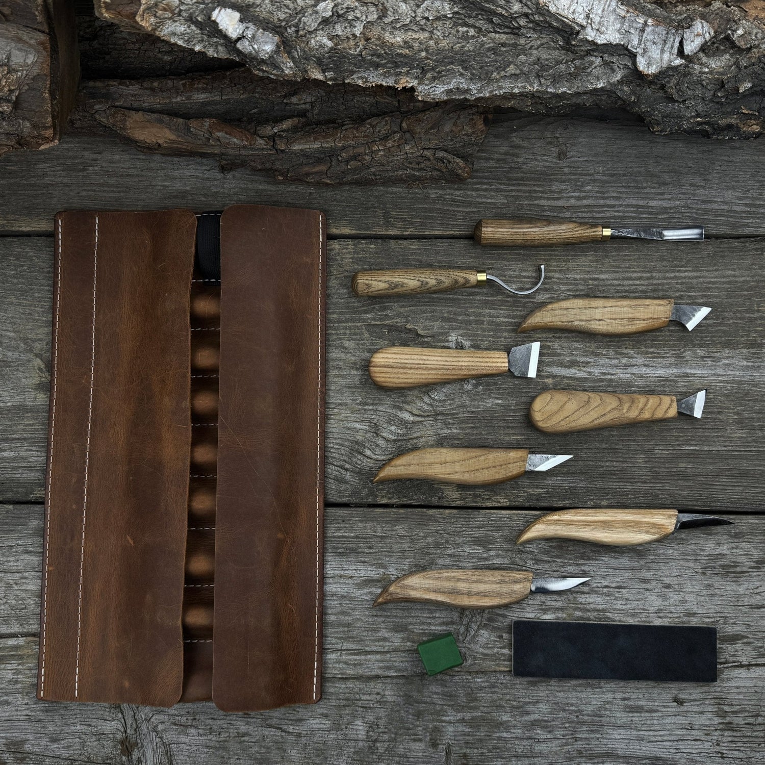 9-Piece Spoon Carving Tool Set with Sharpening Board