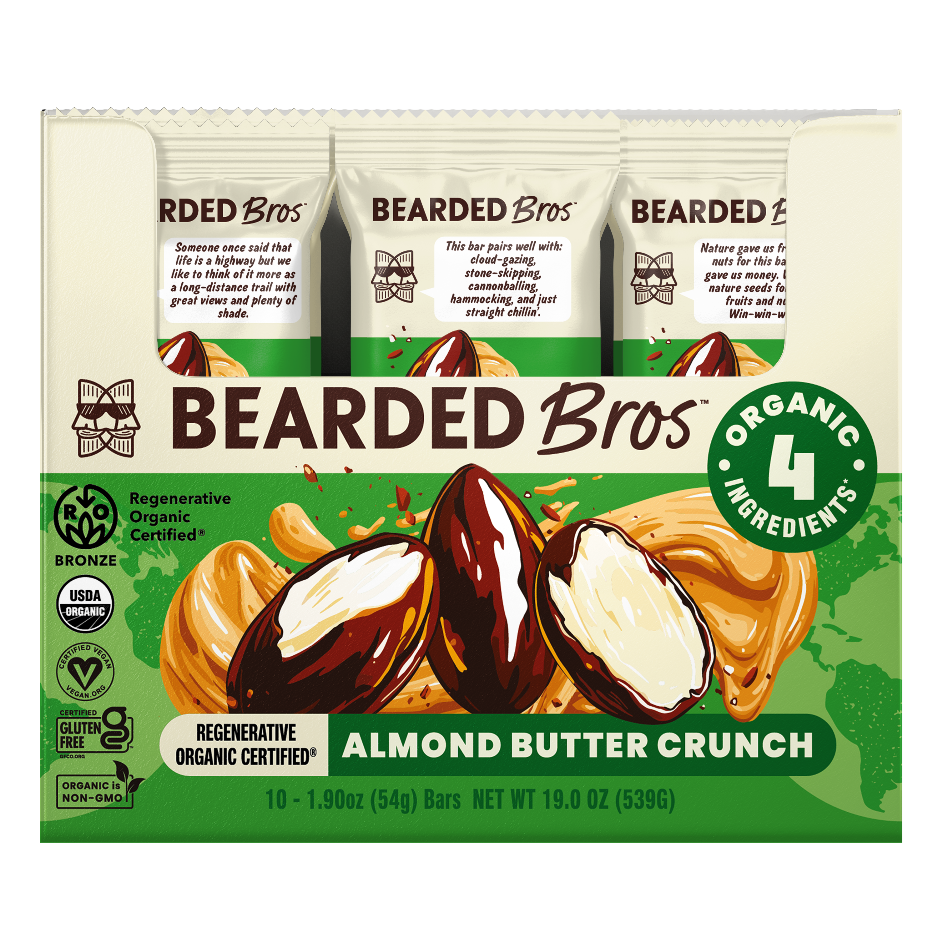 Regenerative Organic Certified® Almond Butter Crunch Bars (10-Pack)