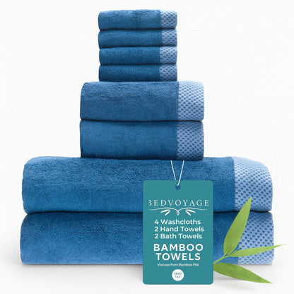 Bamboo 8 Piece Towel Sets - Indigo