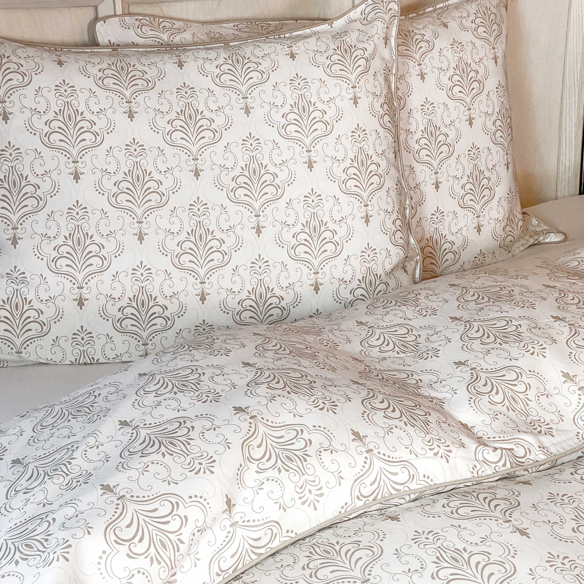 Bamboo Duvet Cover - Champagne Damask - Final Sale/No Returns