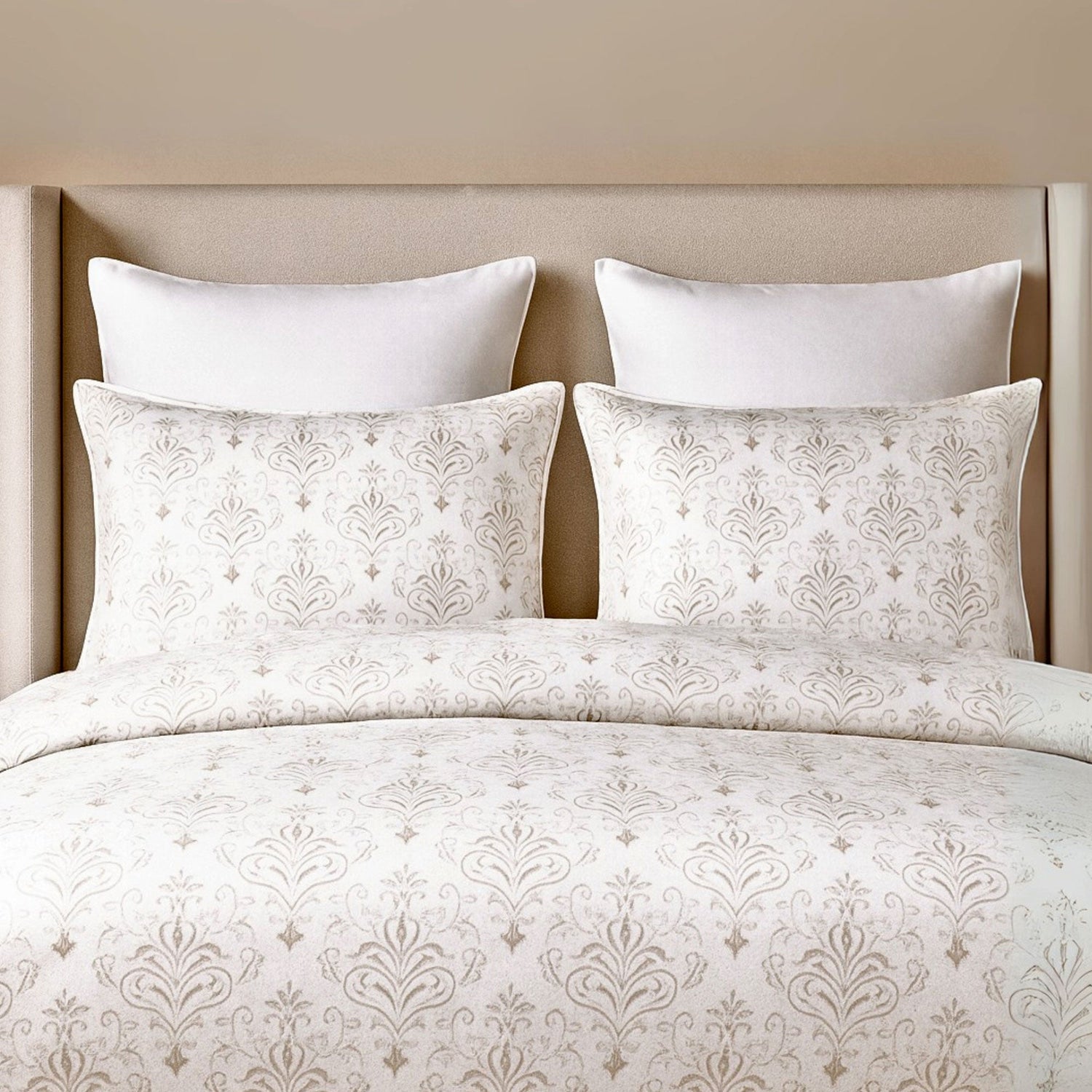 Cooling Bamboo Duvet Cover Set - 100% Viscose from Bamboo - 3pc- Damask