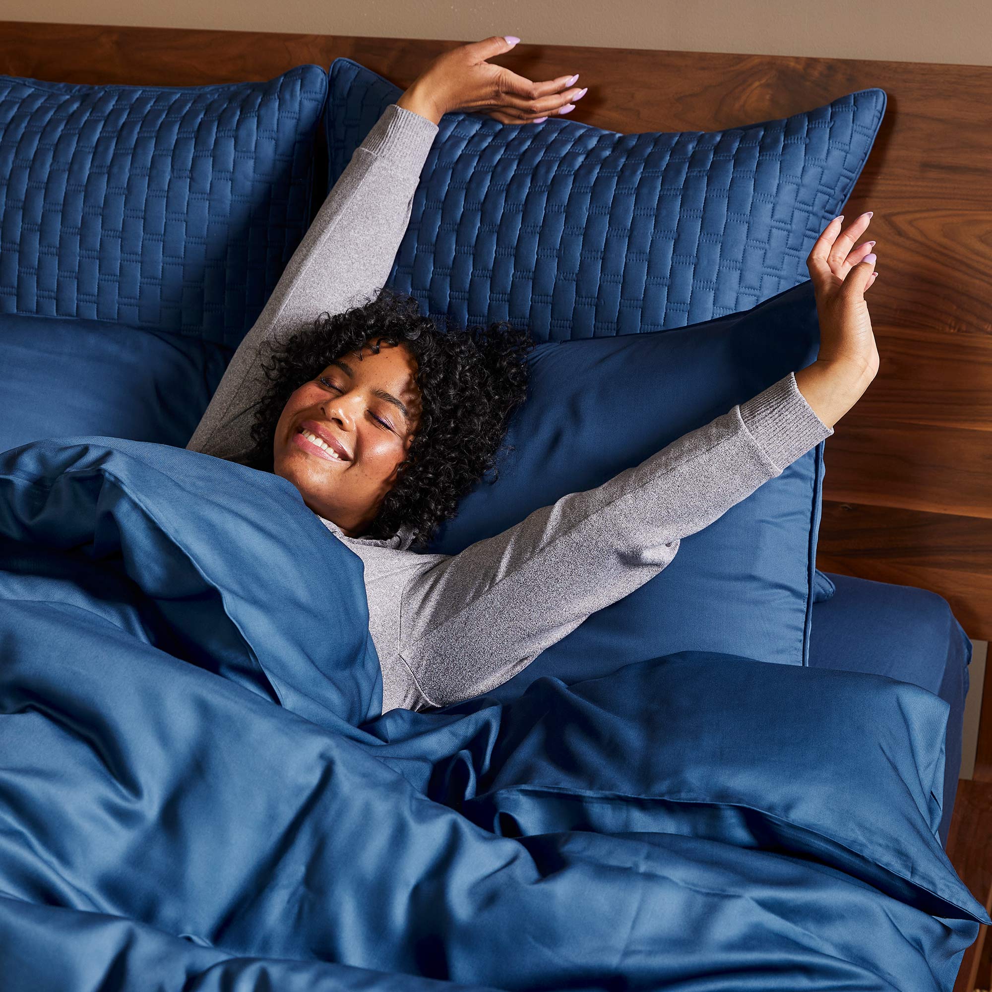 Bamboo Duvet Cover with Shams 3 Piece Set - Indigo