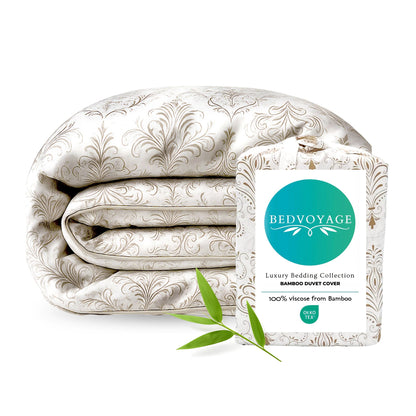 Bamboo Duvet Cover - Champagne Damask - Final Sale/No Returns