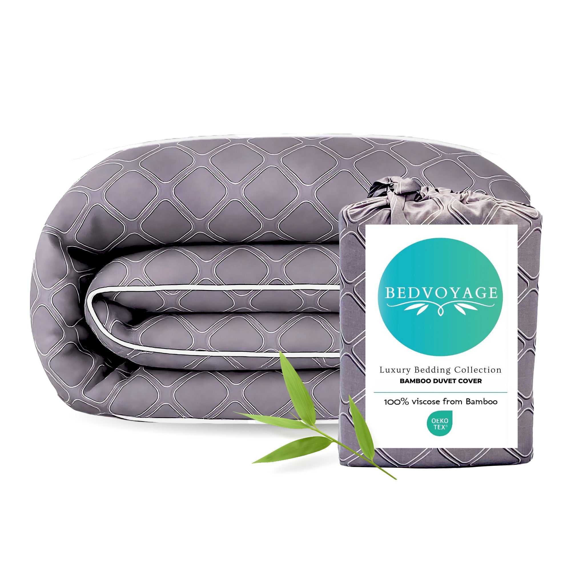 Bamboo Duvet Cover - Platinum Geo - Final Sale/No Returns