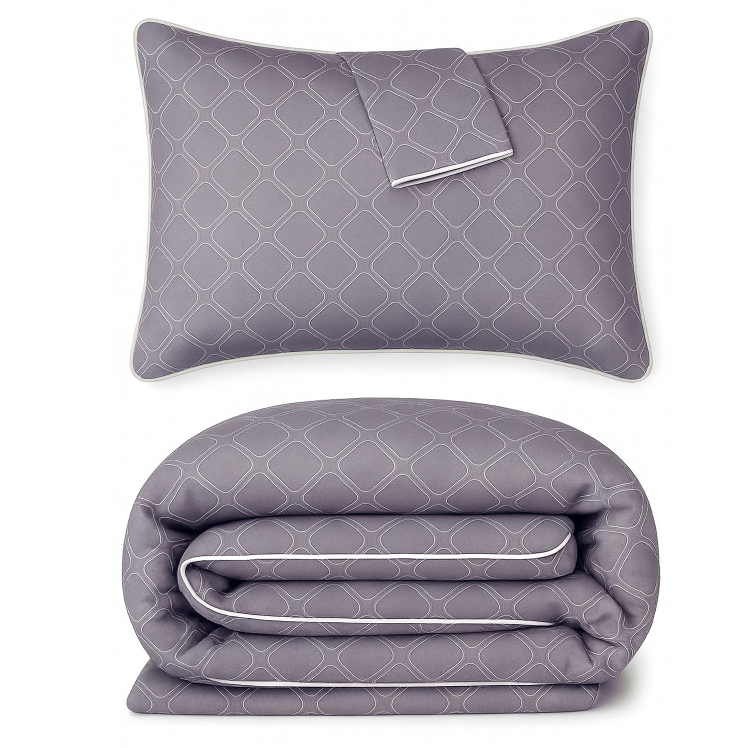 Bamboo Duvet Cover with Shams, 3pc - Platinum Geo