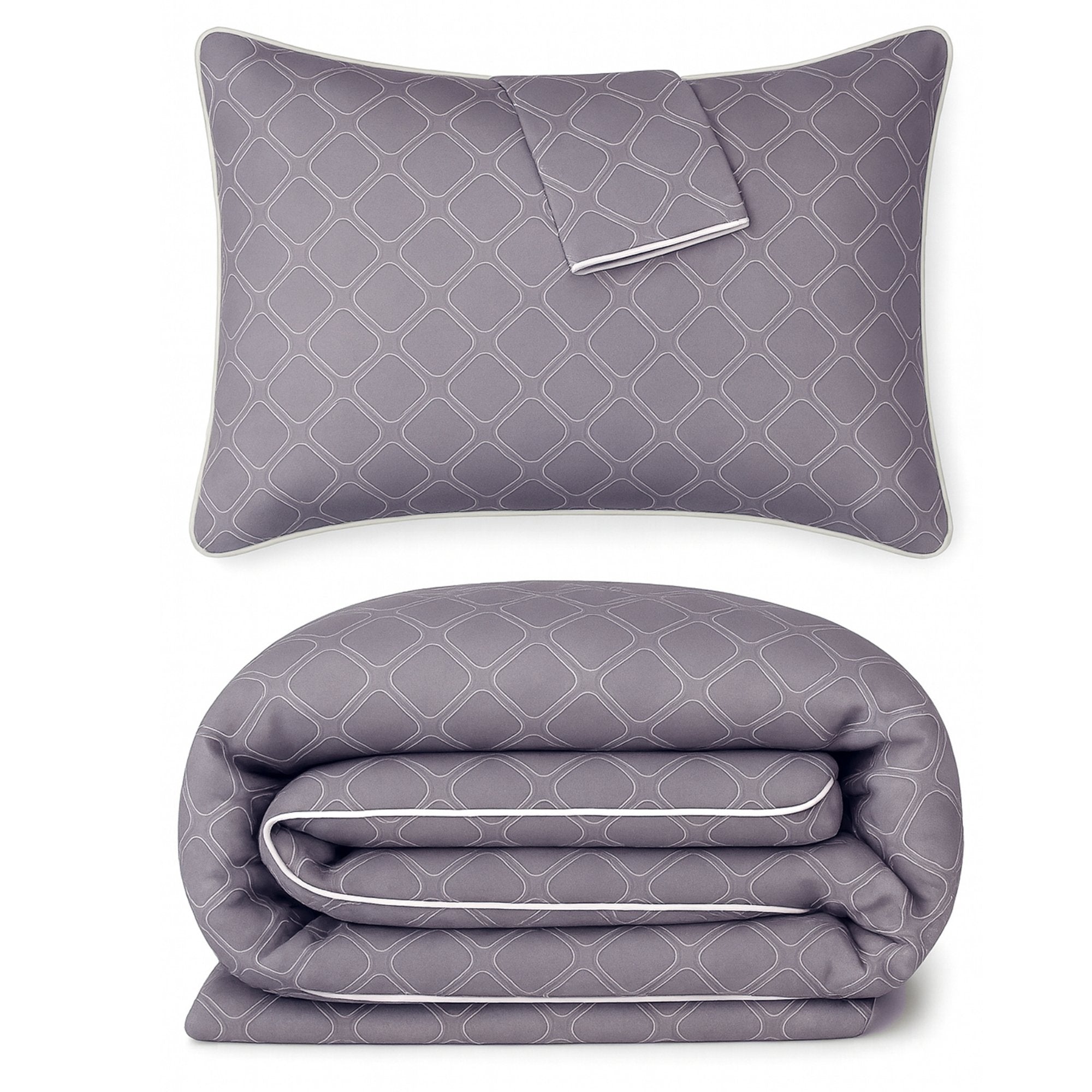 Bamboo Duvet Cover with Shams, 3pc - Platinum Geo