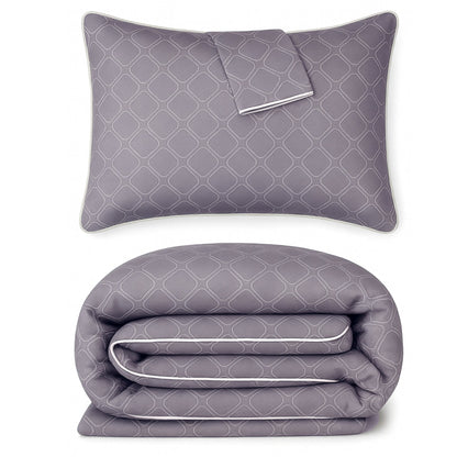 Bamboo Duvet Cover with Shams, 3pc - Platinum Geo