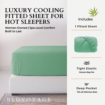 Bamboo Fitted Sheet - Seaglass