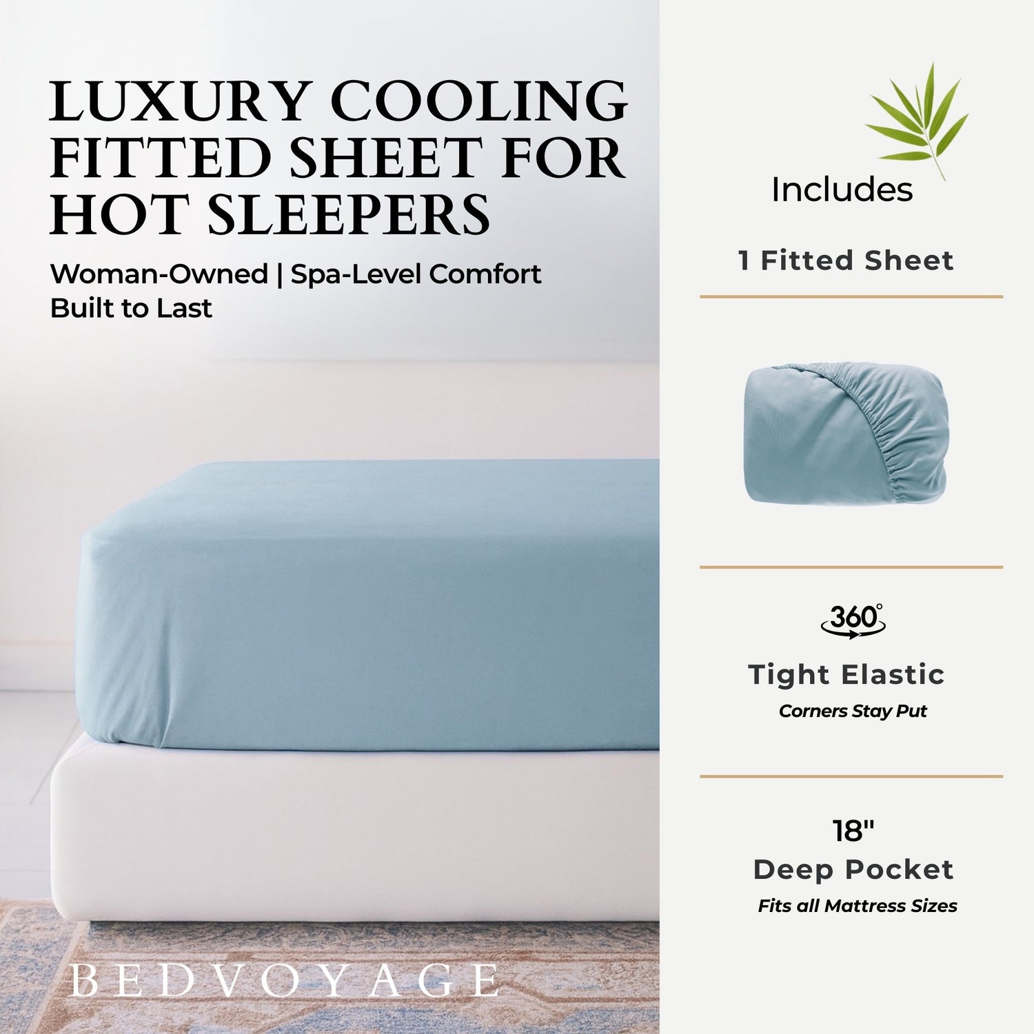 Bamboo Fitted Sheet - Sky - Final Sale/No Returns