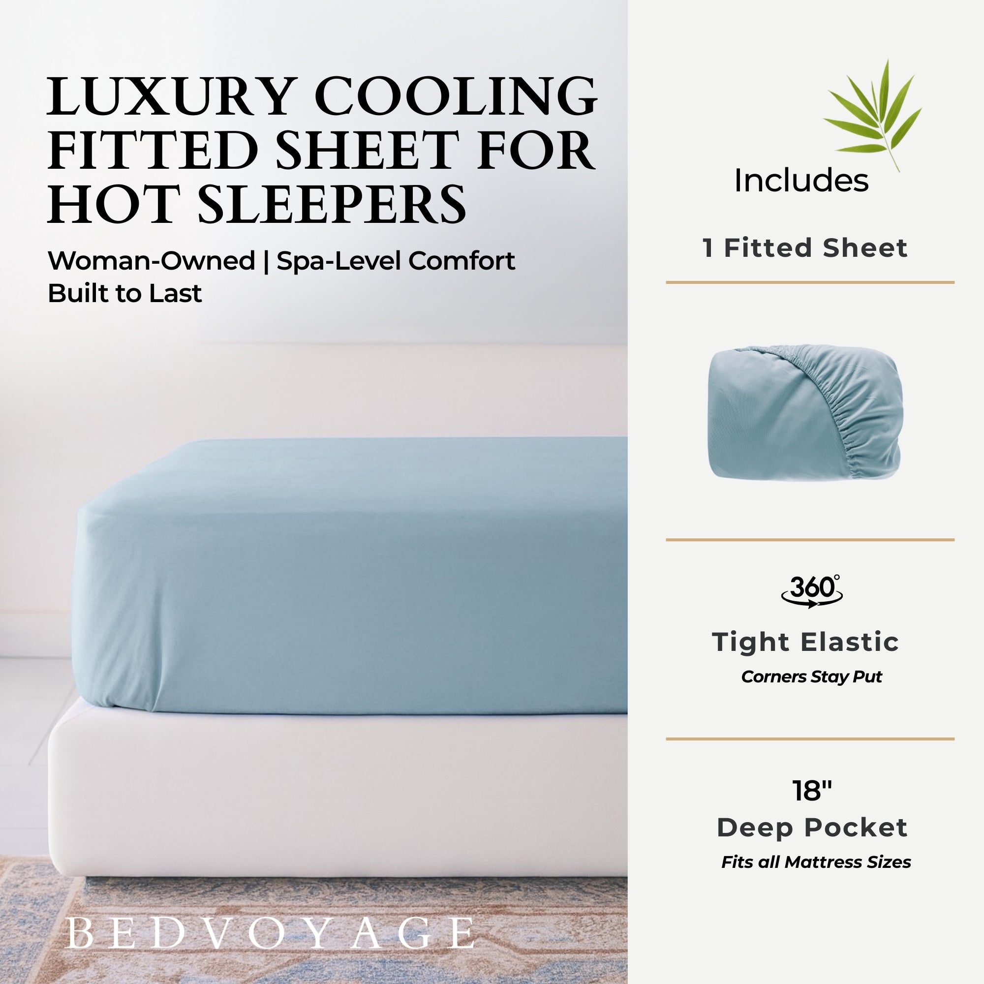 Bamboo Fitted Sheet - Sky - Final Sale/No Returns