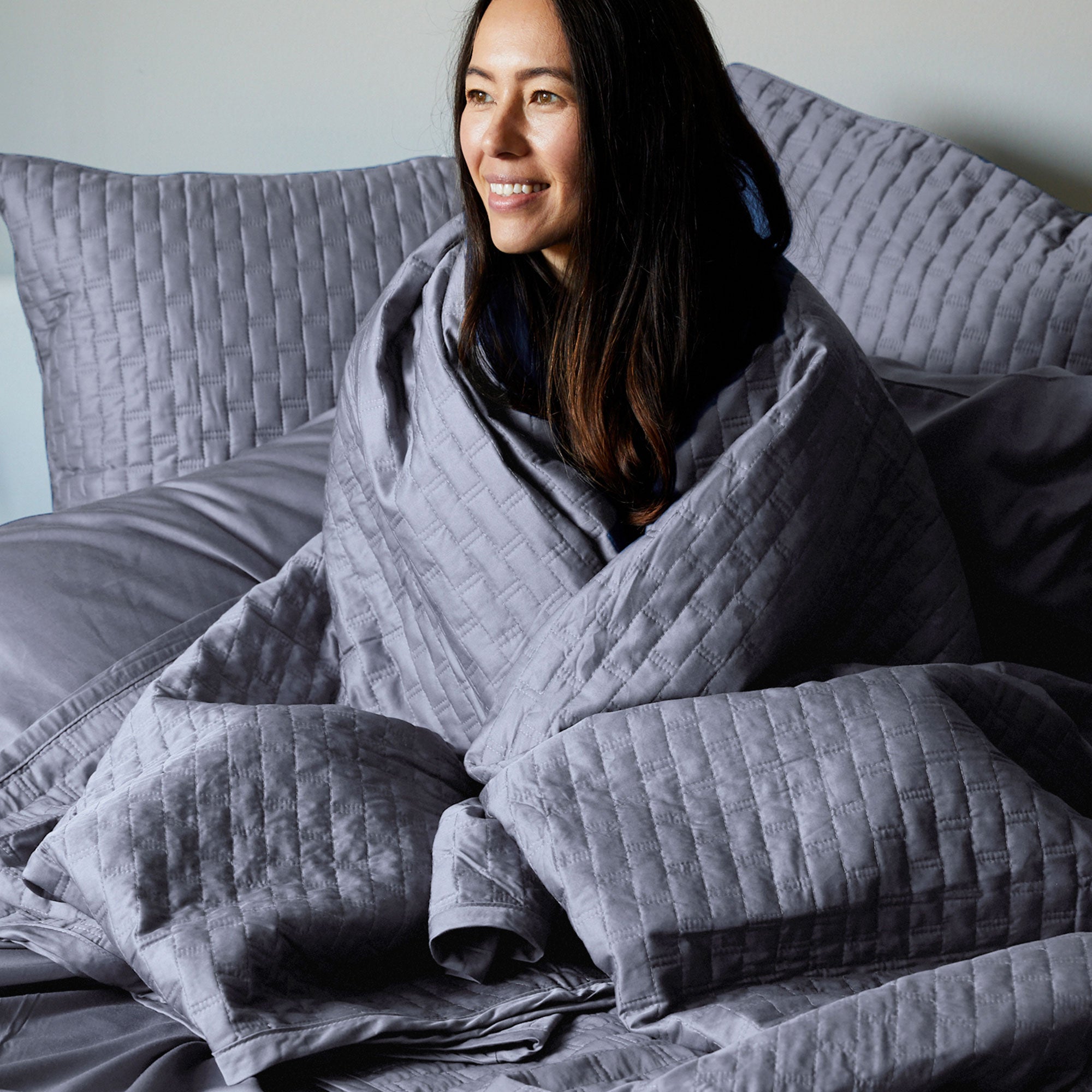 Bamboo Quilted Coverlet - Platinum