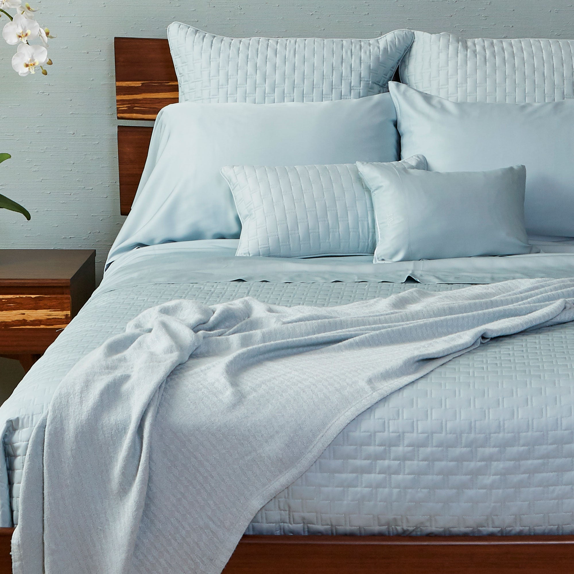 Bamboo Quilted Coverlet- Sky - Final Sale/No Returns