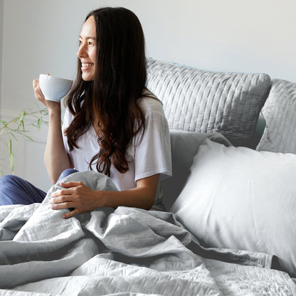 Bamboo Quilted Euro Sham 1 Piece - Stone