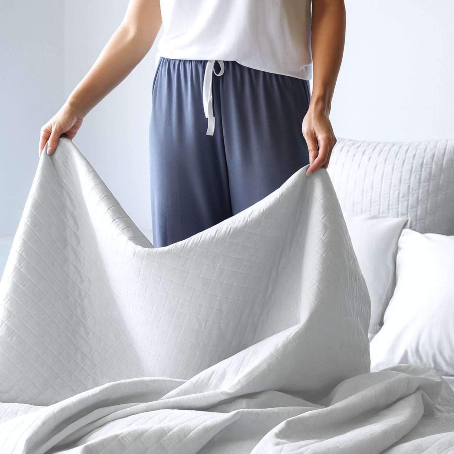 Bamboo Quilted Coverlet- Stone