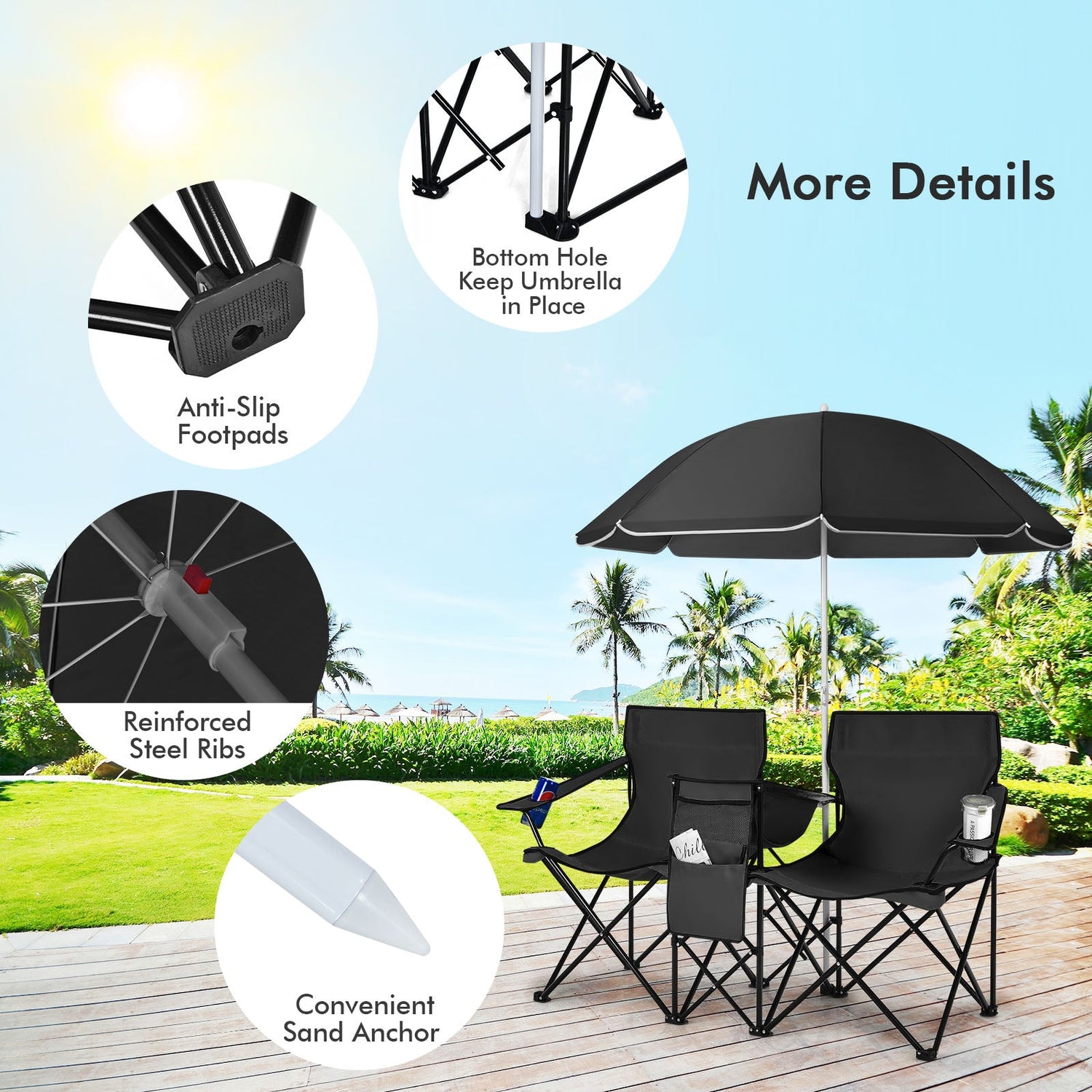 Portable Folding Picnic Double Chair