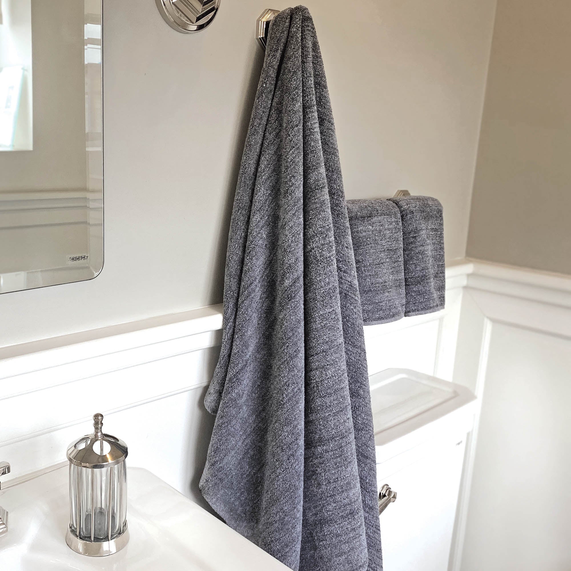 Melange Bamboo Cotton Bath Sheet 3 Piece Set - Charcoal