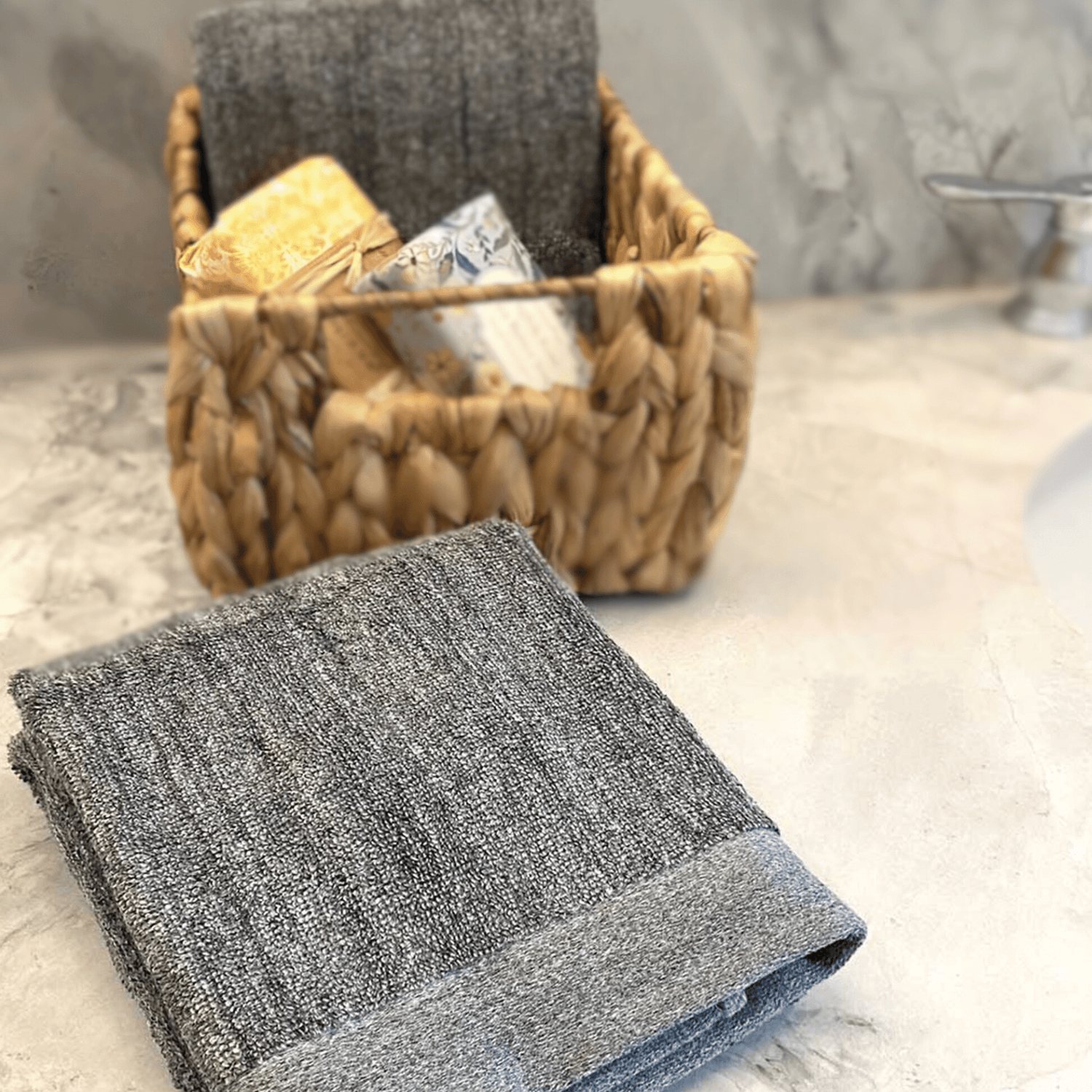 Bamboo Cotton Hand Towel 2pc Set – Sand