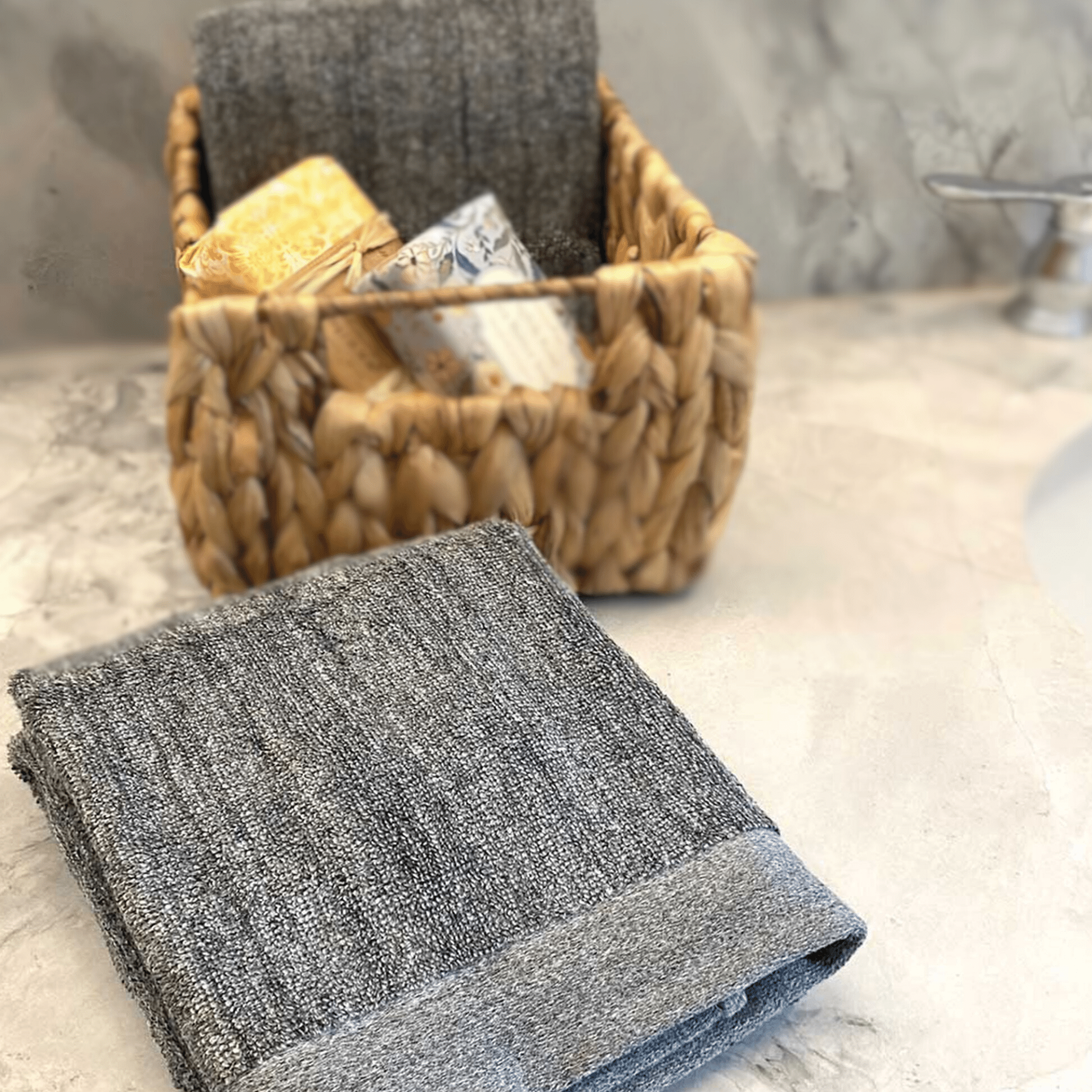 Bamboo Cotton Hand Towel 2pc Set – Sand