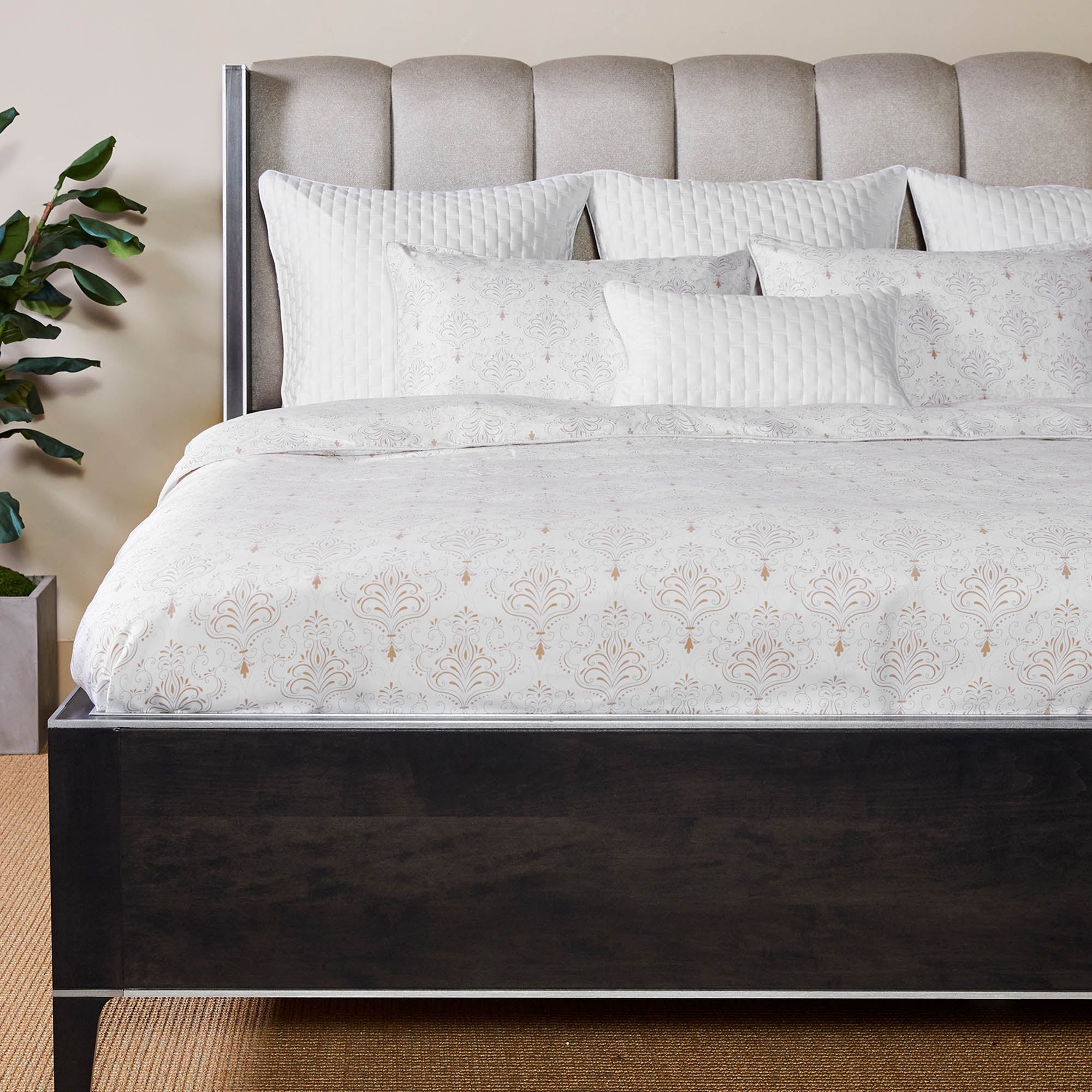 Bamboo Duvet Cover with Shams 3 Piece Set - Damask