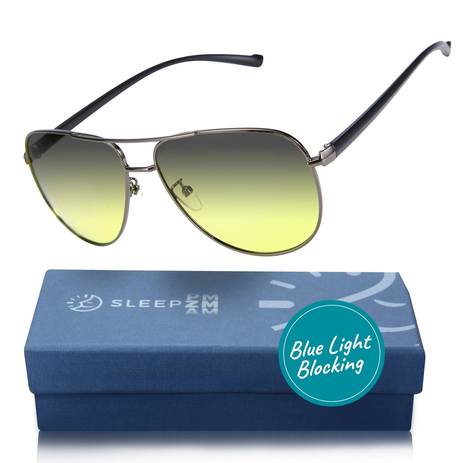 DaytimeMax Aviator Blue Blocking Glasses - Black &amp; Silver