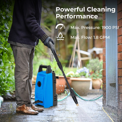 1900 PSI 1.8 GPM Electric Pressure Washer with 4 Quick Connect Nozzles-Blue