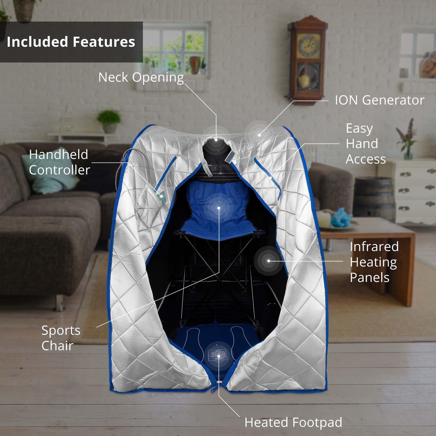 Infrared Heated Personal Sauna with Air Ionizer Generator, 5+ Temperature Levels &amp; up to 30 minutes
