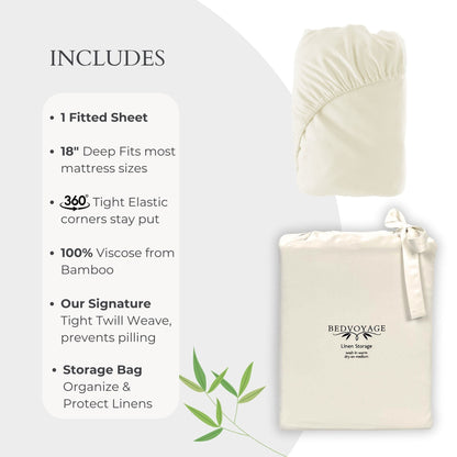 Bamboo Fitted Sheet - Ivory
