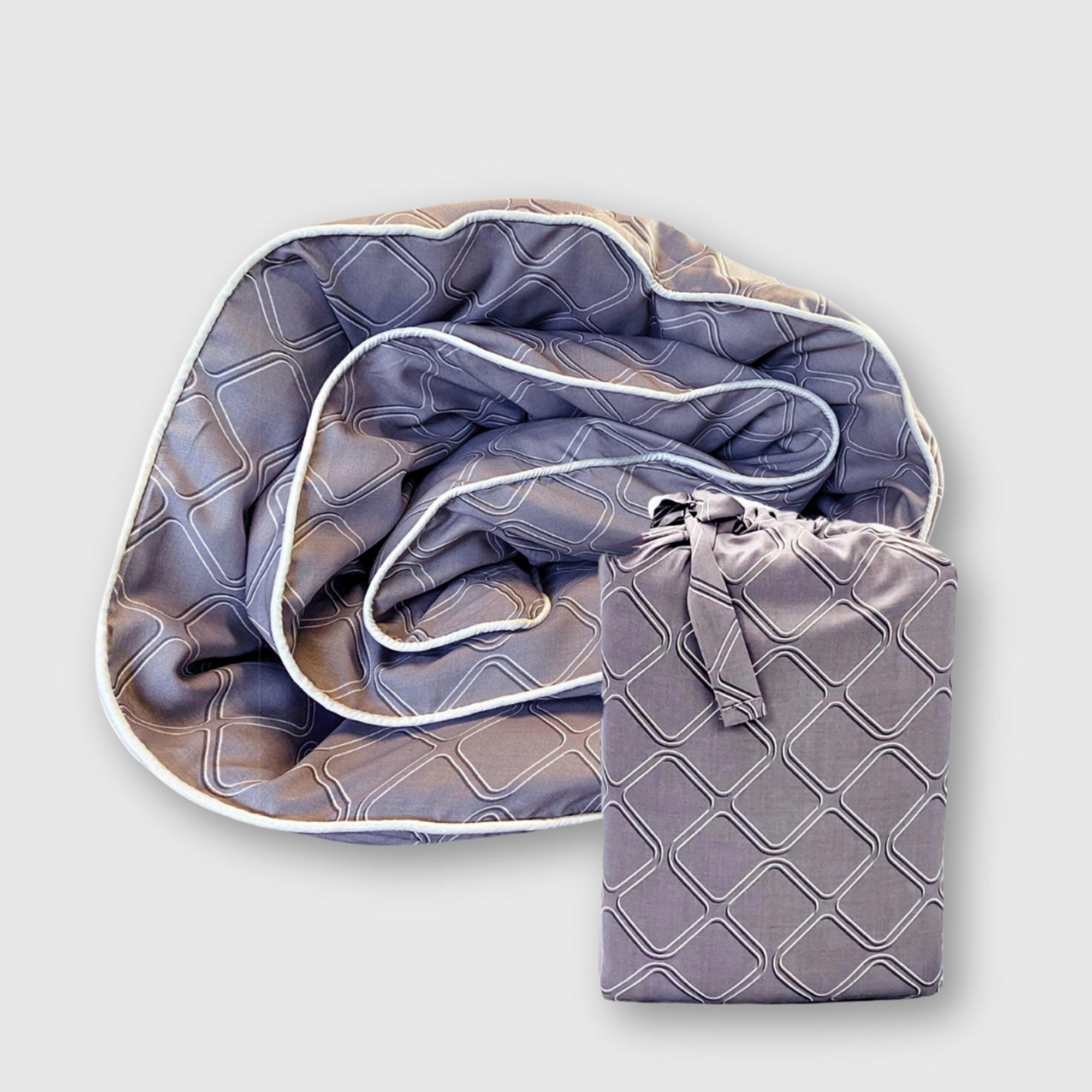 Bamboo Duvet Cover - Platinum Geo - Final Sale/No Returns
