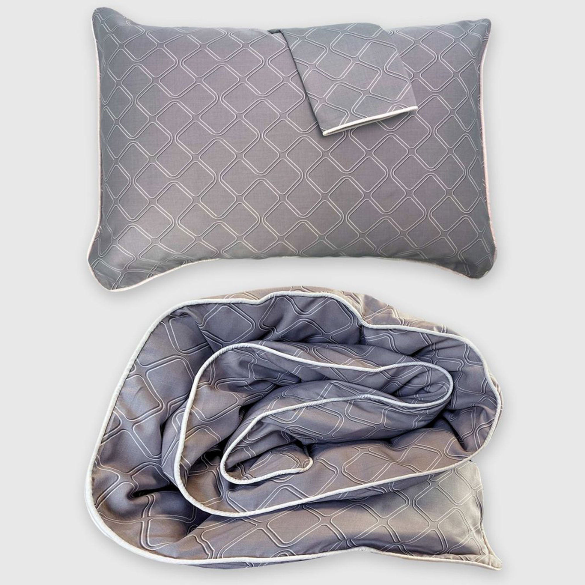 Bamboo Duvet Cover with Shams, 3pc - Platinum Geo