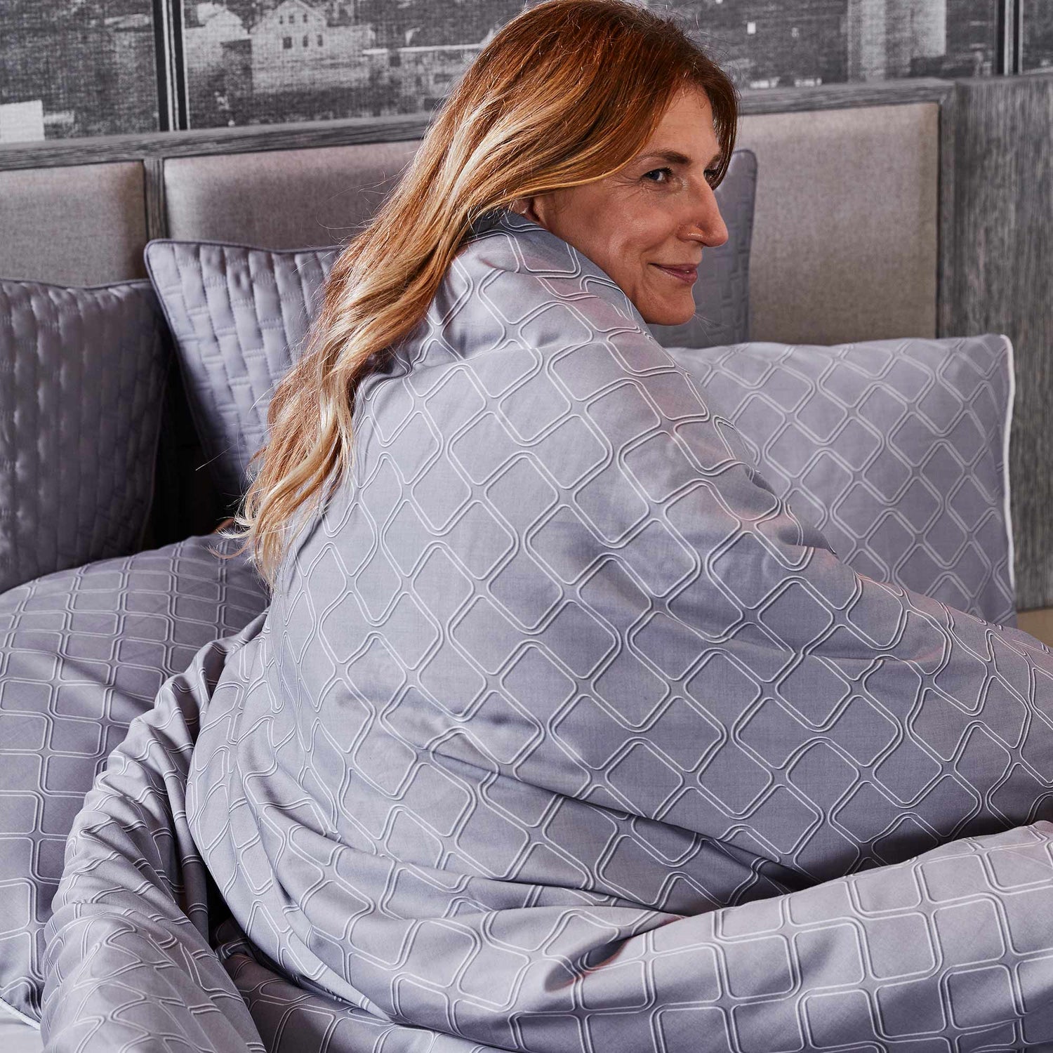 Bamboo Duvet Cover - Platinum Geo - Final Sale/No Returns