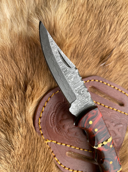 POCKET KNIFE RED RESIN WOOD 6.5&