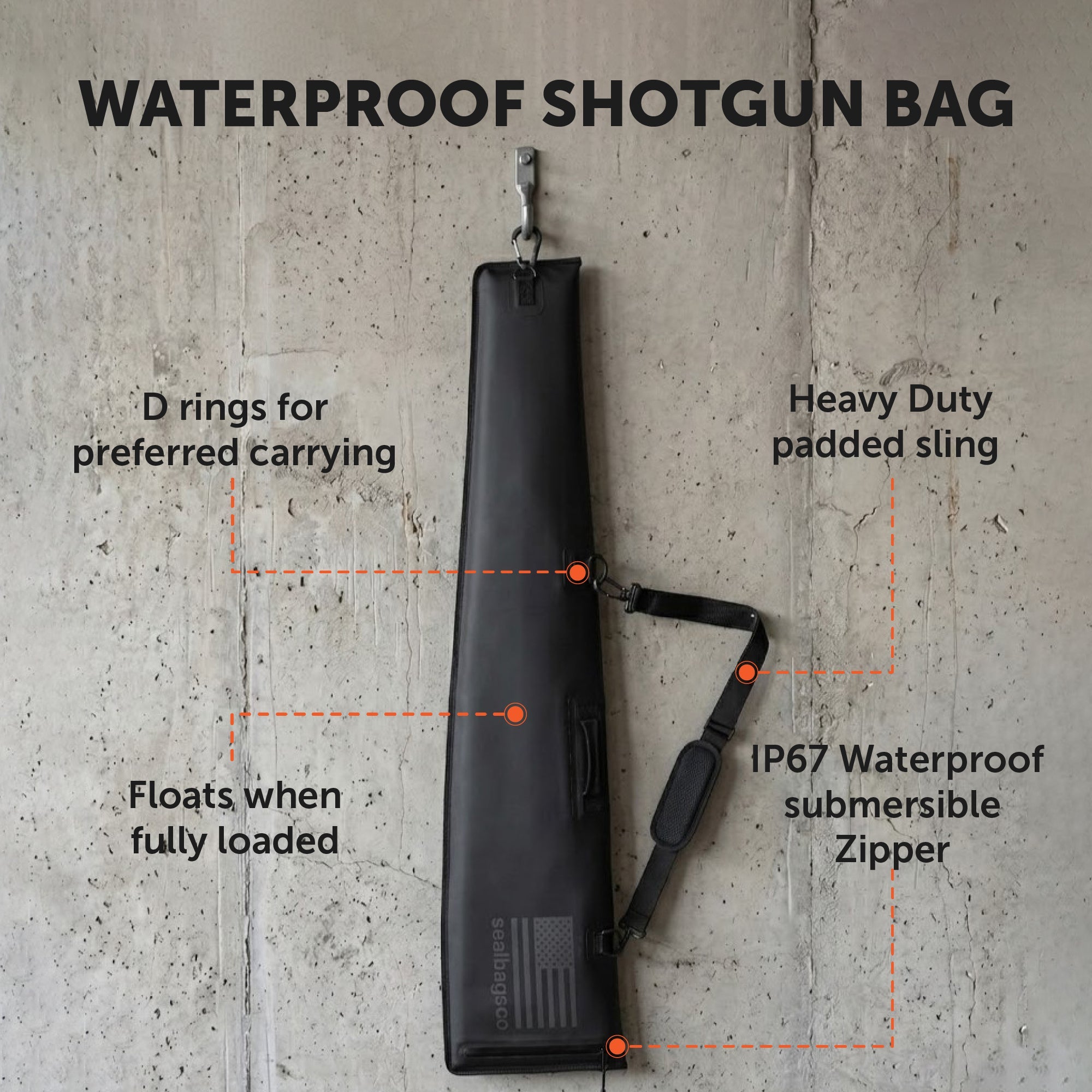 Waterproof Shotgun Case, IP67 Zipper Gun Bag for Bird and Waterfowl Hunting, 53"x12"