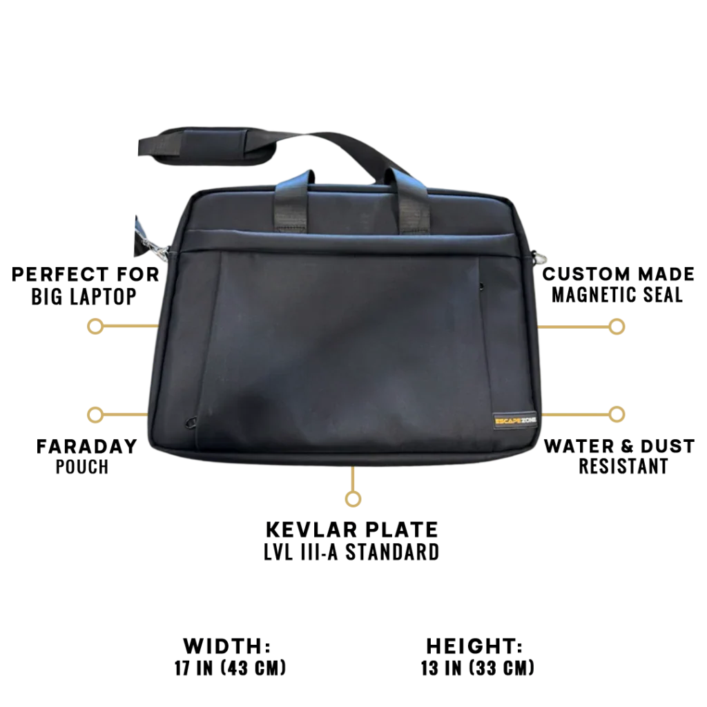 EscapeZone Bullet-Resistant IIIa Faraday Laptop Shoulder Bag