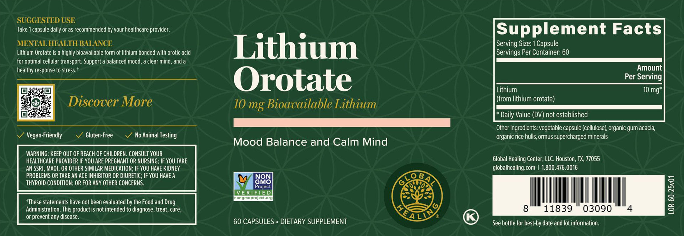Lithium Orotate 60 Capsules