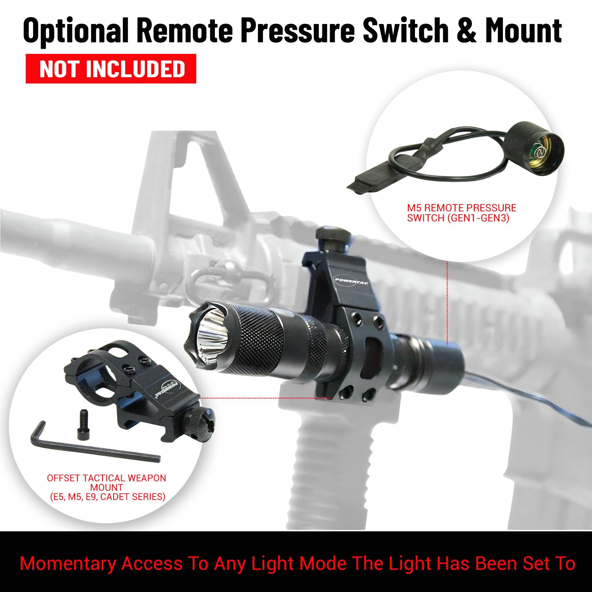 Powertac M5 Gen3 Tactical EDC Flashlight | 2030LM Super Bright | Auto-Magnetic Charge | IPX8 Waterproof &amp; 2M Drop Resistant | 1-Inch Picatinny Mount Compatible